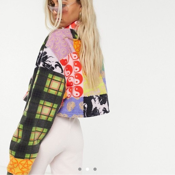 NWT New Girl Order Cropped Patchwork Fleece Jacket - Picture 2 of 2